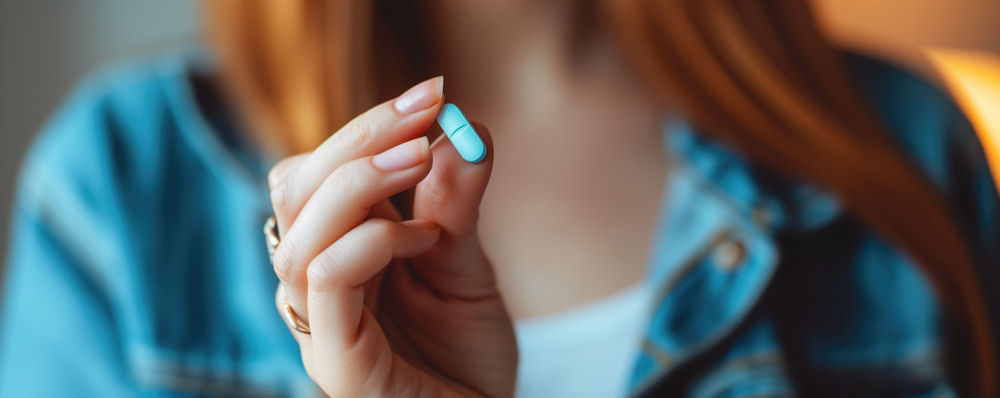 a-woman-holding-a-blue-xanax-pill